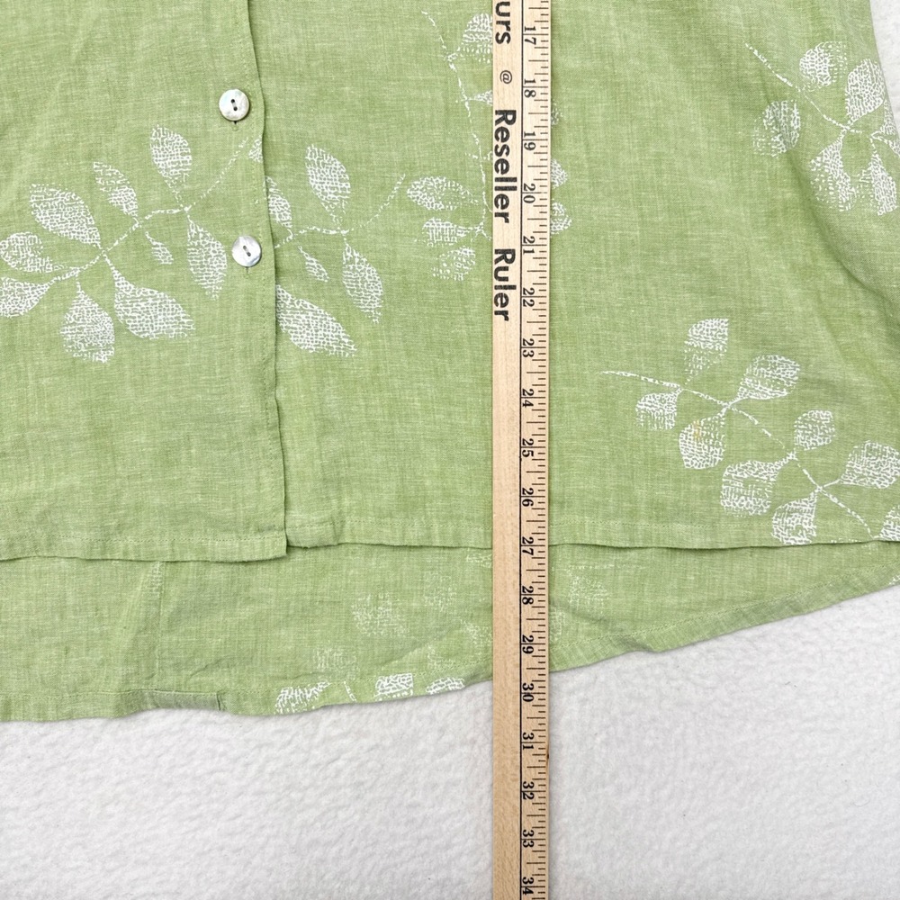 Habitat Tunic Top Womens Size XL Green Floral Linen Blend Lagenlook Mature - Picture 9 of 9